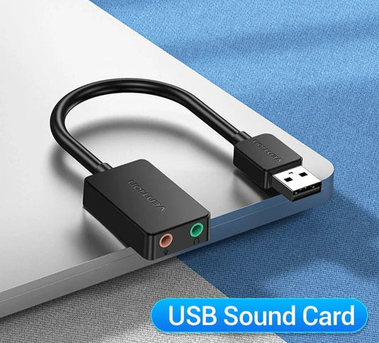 Sound Card USB to 3.5mm Audio Interface Adapter External Sound Card for PC Laptop PS4 Headset Microphone USB Sound Card