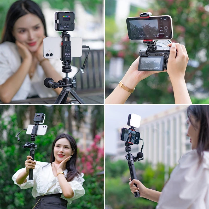 Vertical Phone Mount Holder Tripod With Cold Shoe For Mic Light Phone Clip For iPhone 12 Vlog Holder Smartphone