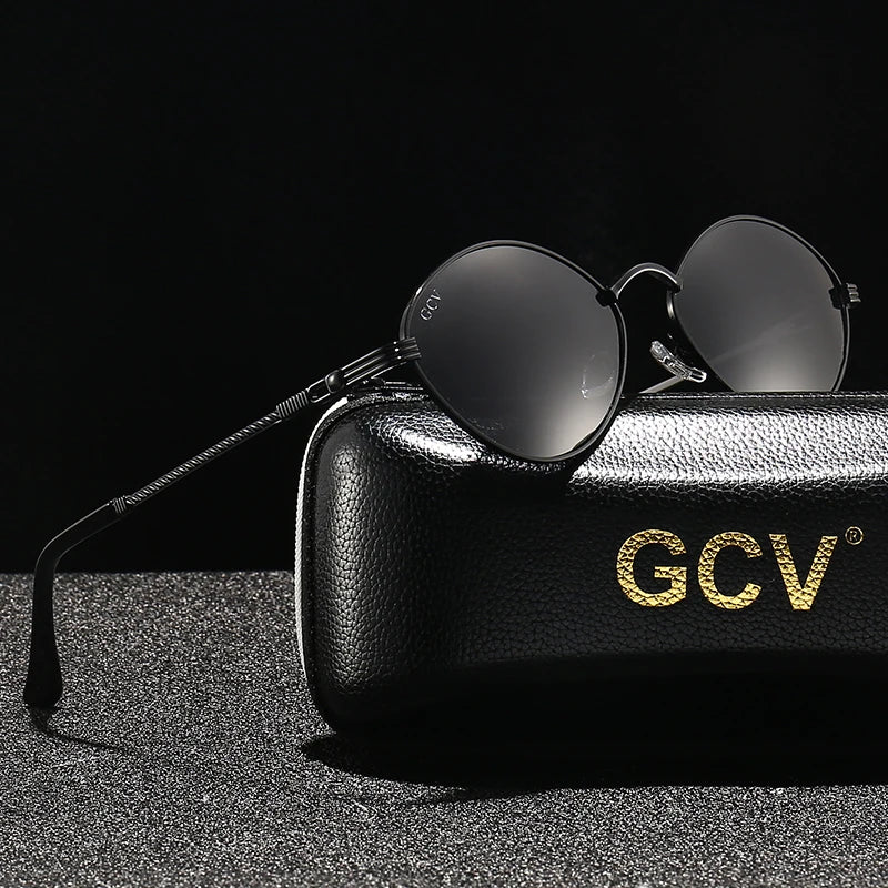 Cat Eye Titanium Alloy Polarized UV400 Retro Punk Sunglasses for Men Women Vintage Fashion Eyewear