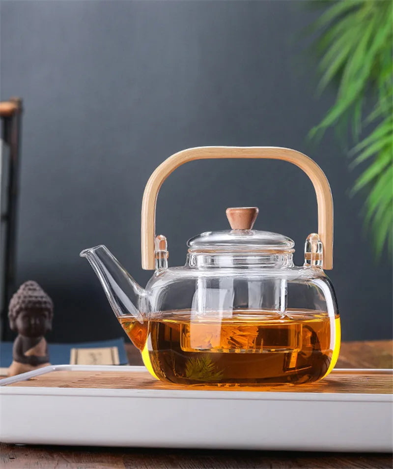 Borosilicate Glass Tea Pot with Filter Heat Resistant Thickened Japanese Style Tea Maker