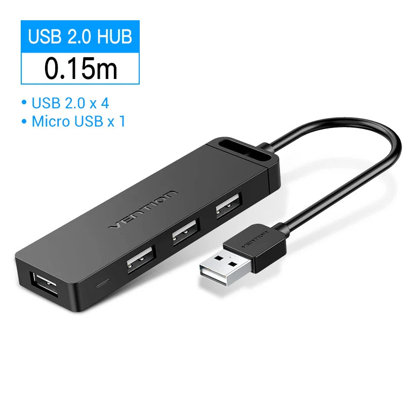 USB 2.0 HUB 4 Port with LED Multi USB Splitter for Lenovo Xiaomi Macbook Pro Air Computer Accessories Laptop HUB USB 2.0