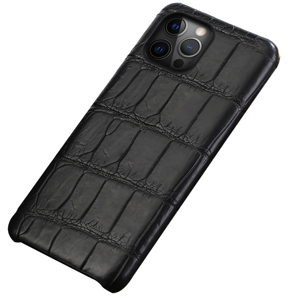 100% Natural Crocodile Leather Phone Case for iPhone 16 15 14 Pro Max 16Pro 15 Plus 15Pro 14Pro Luxury Back Cover