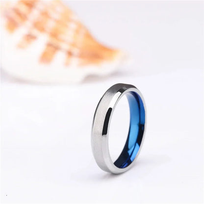 100% Pure Titanium Men Women Ring Silver Color Blue Inside Classic 4/6mm Wedding Rings