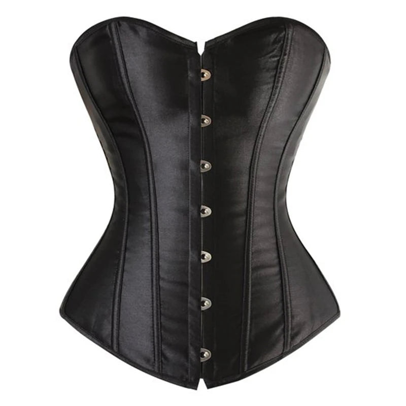 Bustiers & Corsets Gothic Steampunk Corset Lace Up Boned Overbust Bustier Tops Waist Trainer Corselet Satin Strapless Corsages