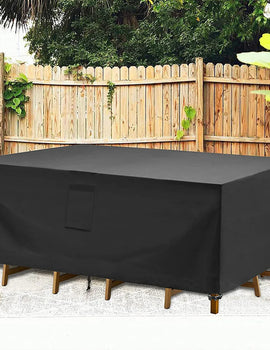 Black 420D Outdoor Waterproof Patio Furniture Cover HEAVY Extra Large Garden Rain Snow WindProof Anti-UV Sofa Table Chair Cover