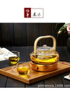 Bamboo-wood Glass Tea-making Teapot Hand-thickened Tea Pot with Filter Liner Flower Can Be Heated By Electric Pottery Oven