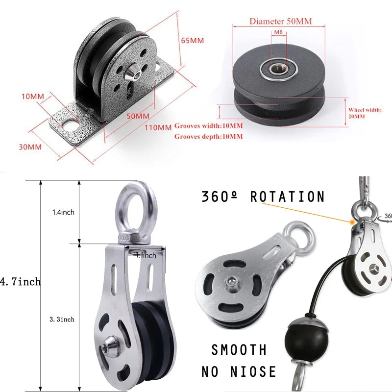 Fitness Stainless Steel Bearing Pulley Load for Lifting Workout DIY Equipment Gym Cable Silent Wheel Home Gym Sport Accessories