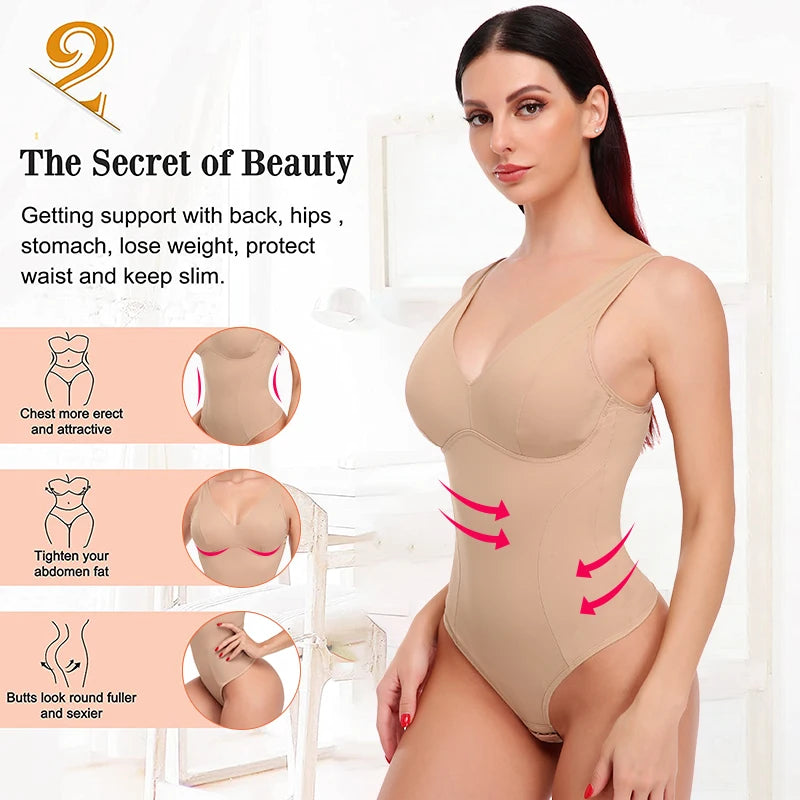Women's Slimming Underwear Bodysuit Jumsuit Body Shaper Waist Trainer Corset Shapewear Top with Padded Bra Postpartum Recovery