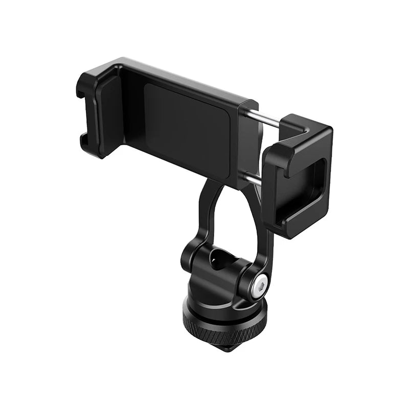 Black Adjustable Metal Phone Mount DSLR Monitor Adapter Cold Shoe Smartphone Holder for LED Light Microphone