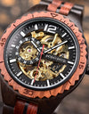 Automatic Self-Wind Watch for Men Wood Red Sandalwood Wristwatches Male Waterproof In Wooden Box