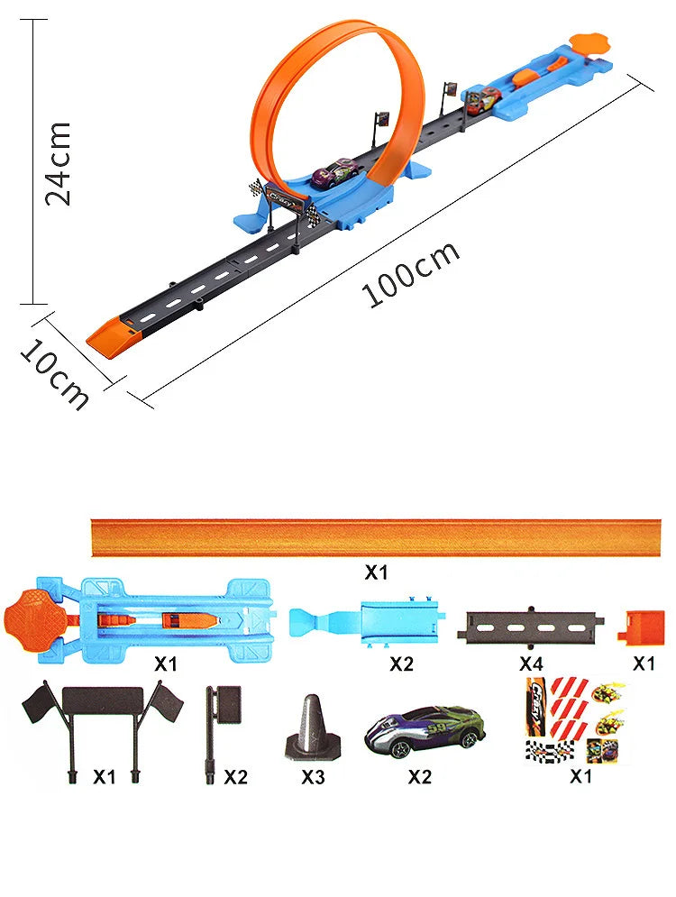 Stunt Speed Double Car Wheels Model Toys For  Racing Track Diy Assembled Rail Kits Educational Interactive Boy  Toy