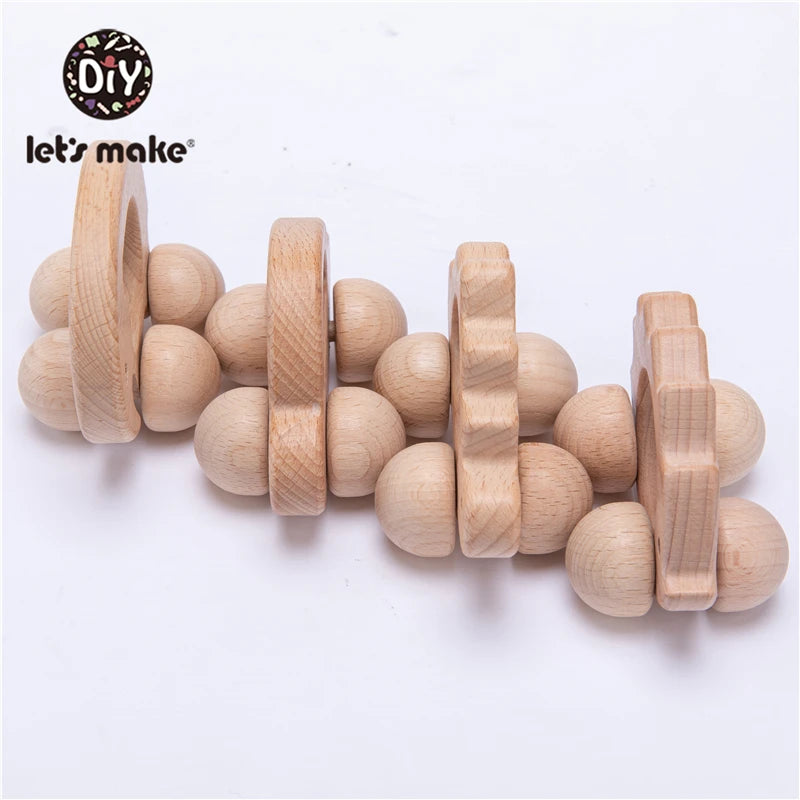 Wooden toy Car Shape Organic Beech For Babies Teether Kids Brain Game Toys Handmade Crafts Christmas Gift Cognitive Infants Toys