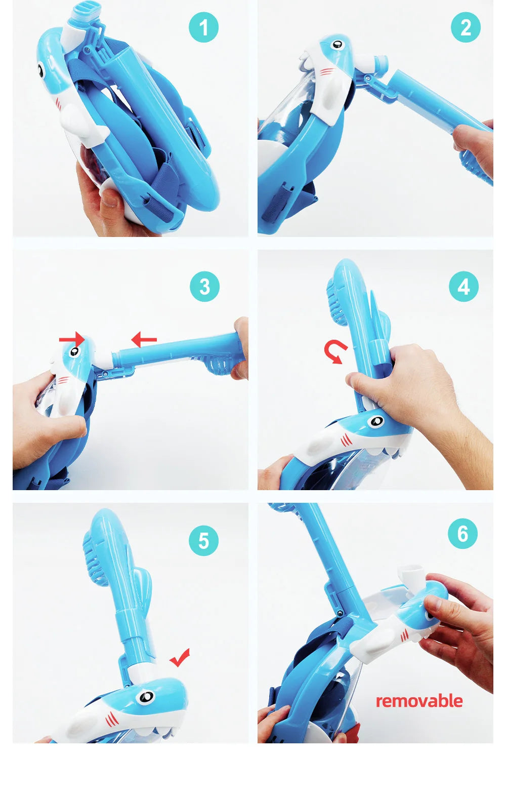 Swimming Equipment Snokeling Support Goggles Full Face Diving Mask Swim and Snorkel 4~11 Years 's Masks