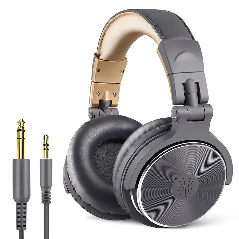 Wired HiFi Headphones Professional Studio DJ Headphones With Mic Over Ear Hi-Res Headset Monitoring For AMP Guitar Phone