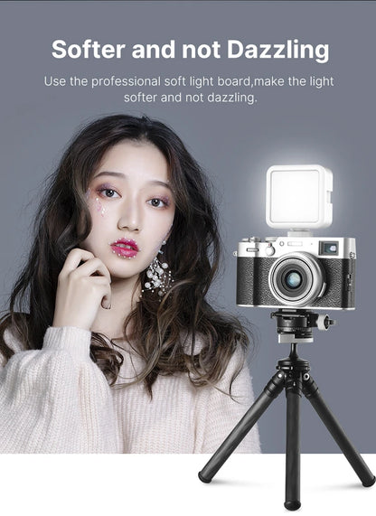 Mini Portable VL-49 LED Video Light Triple Cold Shoe Rechargeable Vlog Fill Light Photography Lighting Tripod Kit CRI95+