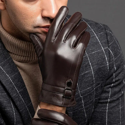 Sheepskin High Quality Autumn Winter Genuine Leather Gloves Men Driving Mittens Warm Touch Screen