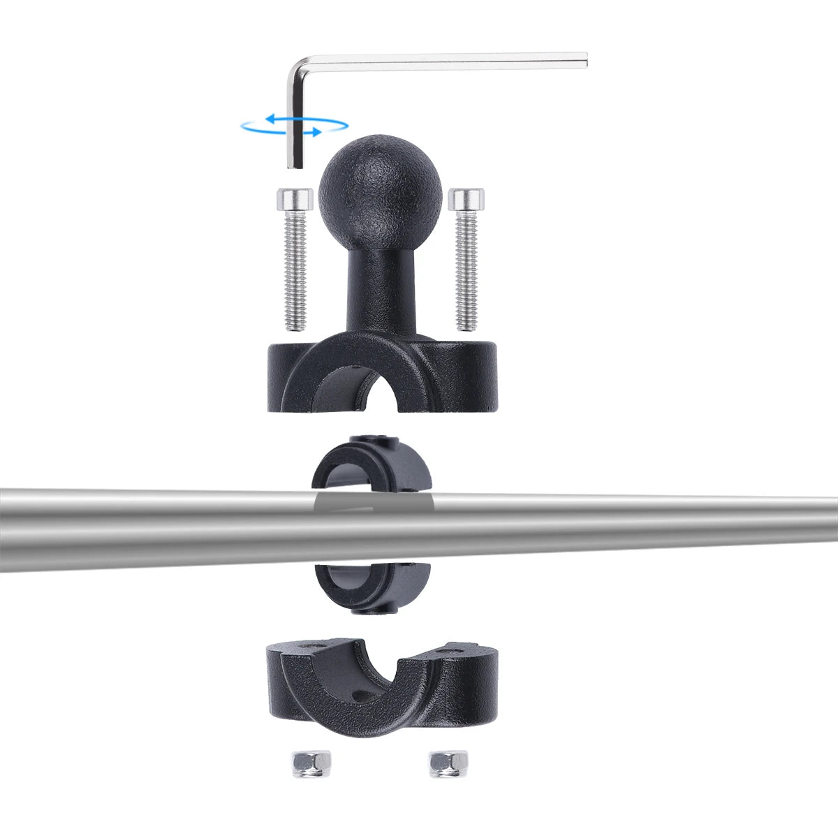 Metal Motorcycle Bicycle Camera Mount Handlebar Mirror Holder for Action Cameras and Smartphones