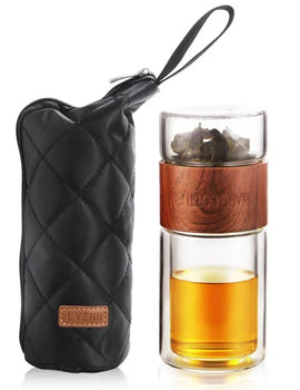 Glass Tea Bottle  Portable Double Wall Kung Fu Tea With Case Tea Drink Bottle Infuser Tumbler Drinkware Creative Gift