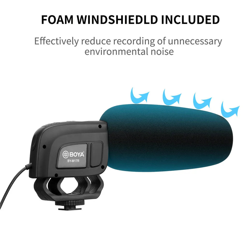 BY-M17R Condenser On-camera Shotgun Microphone for DSLR Camcorder Streaming Audio Recorders Video Shooting Vlogging Podcast