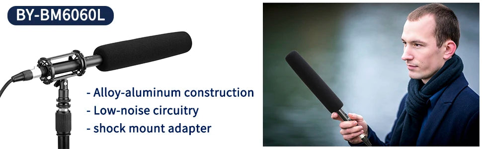 BY-BM6060 XLR Microphone Super-Cardioid Shotgun Condenser Microphone for DSLR Camcorder Film Making TV Program Interview