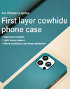 for Magsafe Case for iPhone 13 Pro Max 13 Mini 13Pro Natural Cowhide Lychee Leather Magnetic Luxury Metal Frame Phone Back Cover