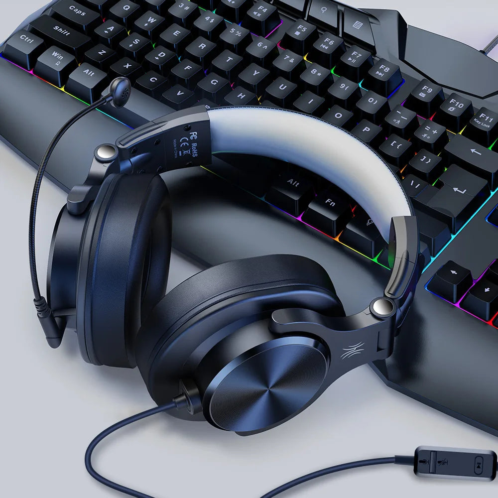 A71D Wired Gaming Headset Gamer Over Ear Hi-Res Audio Headphones With Detachable Microphone For PC Computer PS4 PS5 Xbox