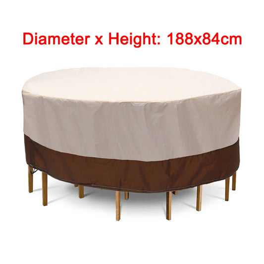 Waterproof Round Table Cover 210D Oxford Outdoor Patio Furniture Dustproof Rain Snow Protector