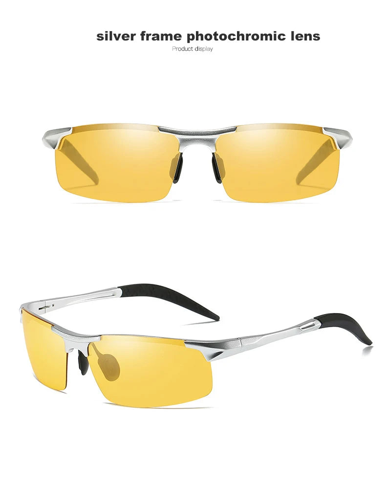 Aluminum Magnesium Photochromic Polarized Sunglasses UV400 Night Vision Driving Glasses for Men Women