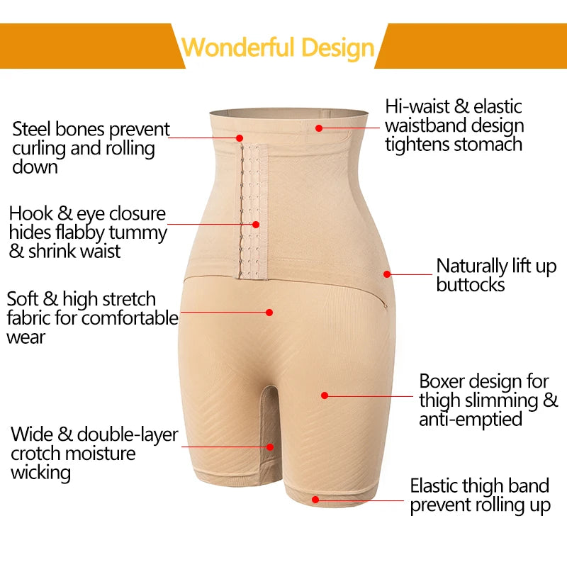 Women Shapewear High Waist Trainer Tummy Control Shorts Slimming Body Shaper Butt Lifter Safety Boyshorts Corrective Underwear