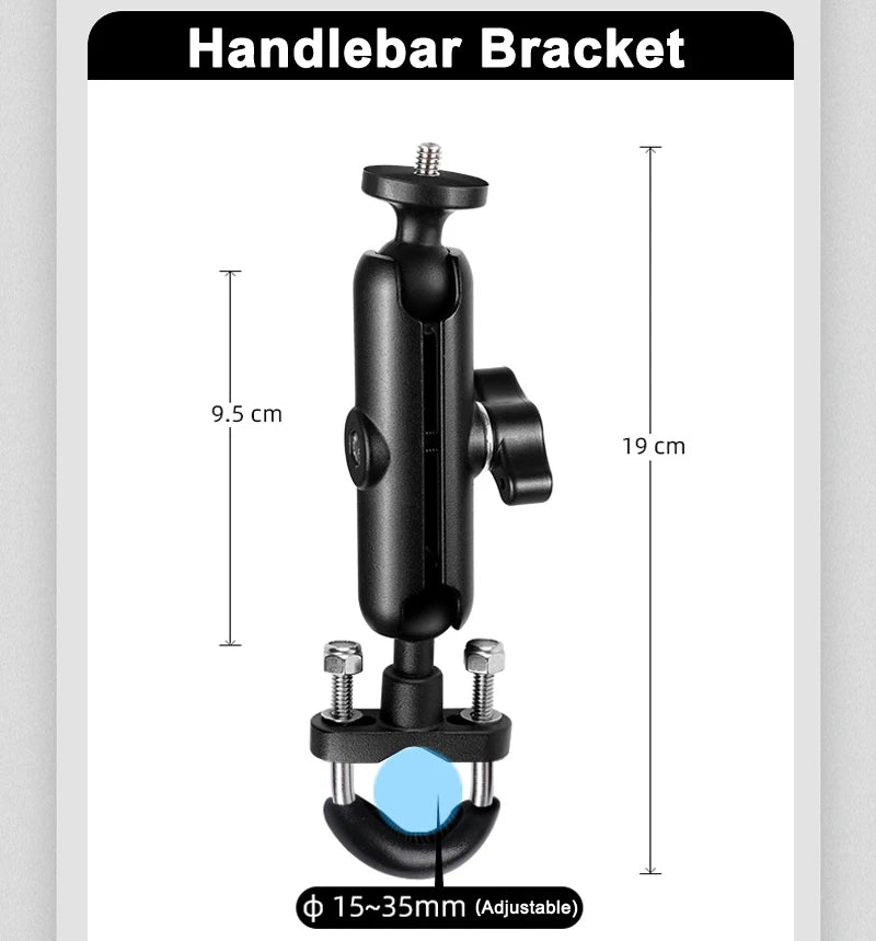 Metal Motorcycle Bicycle Camera Mount Handlebar Mirror Holder for Action Cameras and Smartphones