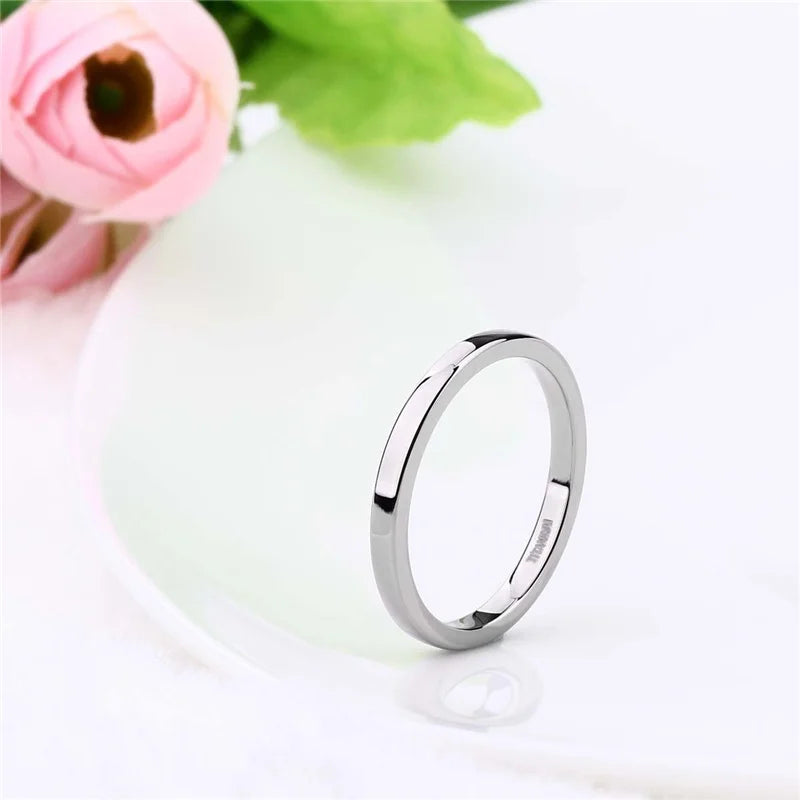 2/4/6/8mm Mens Wedding Band Polished Women Titanium Simple Engagement Classic