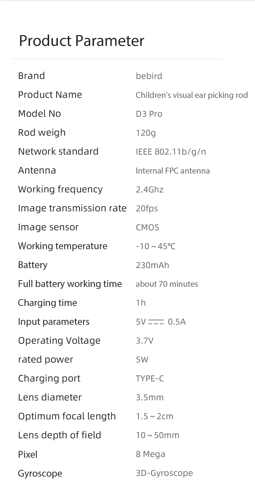 D3 Pro  Use Smart Visual Earpick Ear Cleaner Earax Removal Tool 8.0 MP Camera Otoscope Waterproof  Endoscope