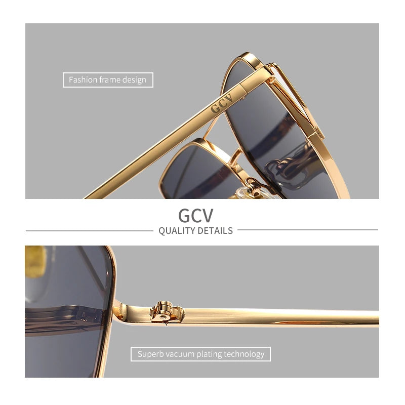 Cat Eye  Sunglasses Metal Frame Glasses Geometric Design Lady Luxury Fashion Sun Shades UV400