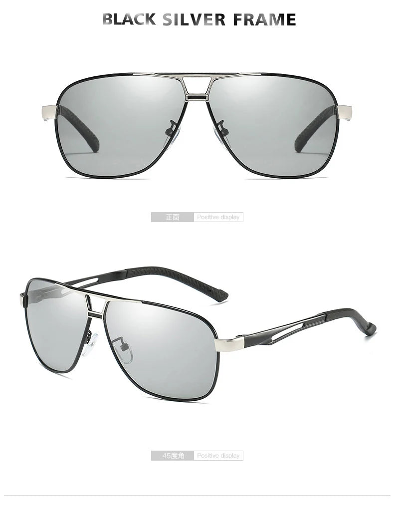 Vintage Aviation Photochromic Polarized UV400 Anti-Glare Driving Sunglasses for Men Women