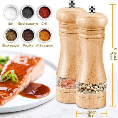 Manual Pepper Grinder Wooden Salt And Pepper Mills Multi-purpose Spice Tool Solid Wood Spices Grinder For Home Kitchen Household