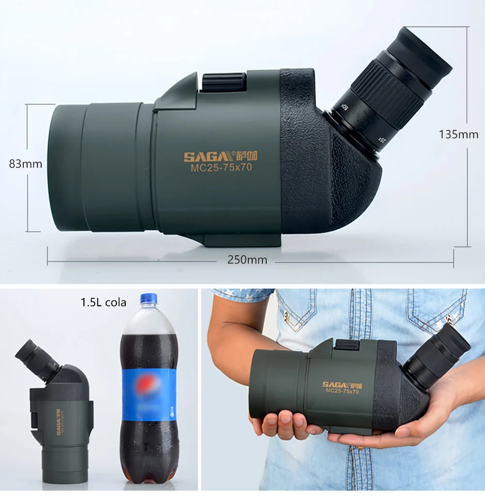 Professional Spotting Scope, Monocular Telescope,  Waterproof Telescope, Hunting Bird Watching Target, MC25-75x70 Zoom