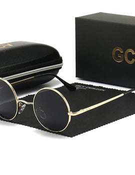 Copper Alloy Steampunk Round Polarized Sunglasses Vintage Sun Glasses Classic UV400 Metal Frame