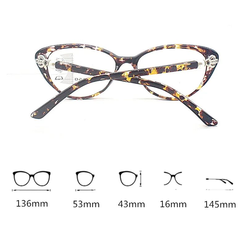 Reading Glasses for Women Cat Eye Glasses Retro Progressive Multifocal Reading Glasses TR90 Presbyopic Eyeglasses