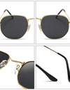 Classic Retro Reflective Man Hexagon Square Metal Frame Eyewear Sunglasses