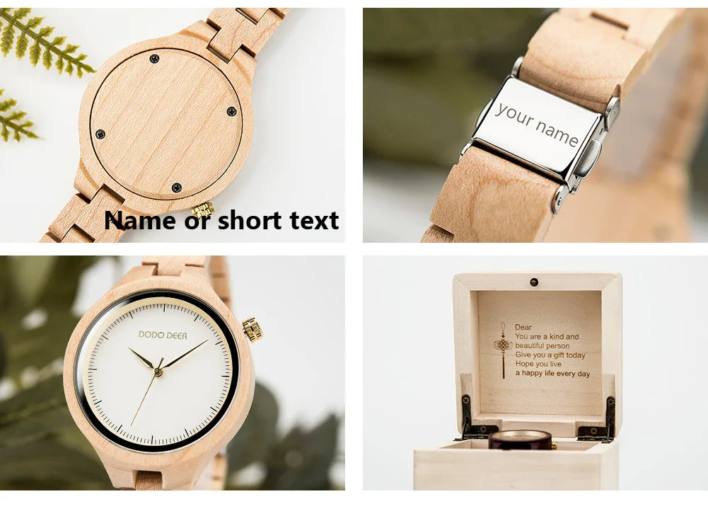 Casual Fashion Ladies Watches Maple Wood Wristwatch Quartz