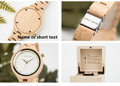 Casual Fashion Ladies Watches Maple Wood Wristwatch Quartz