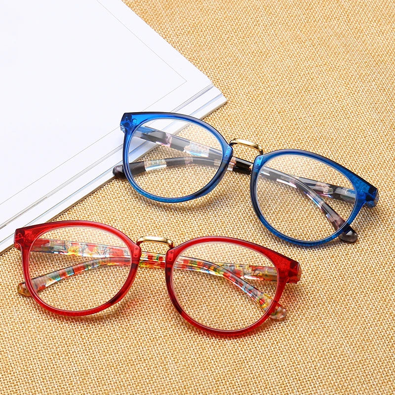 Reading Glasses Fashion Fake Glasses PC Round Full Frame Eyewear Men Resin Presbyopia Glasses Light Comfortable Eyewear