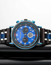 Wooden Watches in Quartz Wrist Stop Watch Stainless Steel Date Display Chronograph