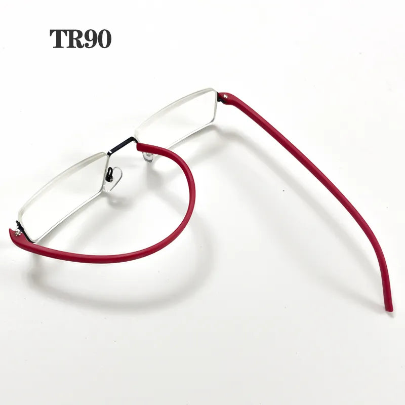 Metal Anti-Blue Light Reading Glasses Men Half Frame Prescription Eyeglasses Male TR90 Eyewear With Case +1.75