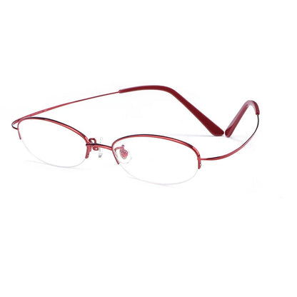 Ultra-Light Quality Super-Elastic Pure Titanium Eyewear Optical Prescription women's Half Frame Glasses T9276