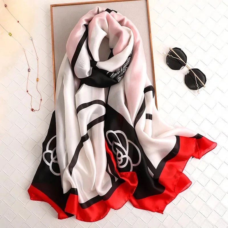Women Summer Silk Scarves Shawl Lady Wrap Soft Female Echarpe Designer Beach Stole Bandana foulard muffler