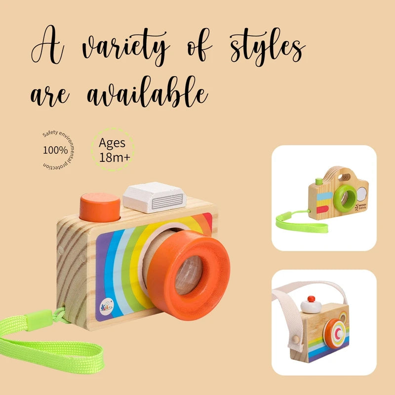 Wooden Fashion Camera Baby Toys Pendant Wooden Pattern Presents Nursing Gift Outdoor Toy Baby's Room Wooden Decoration