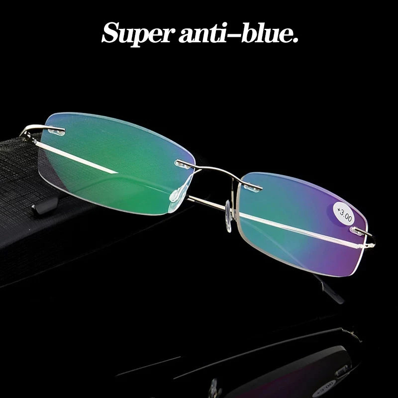 Brown Rimless Reading Glasses with Lightweight Memory Alloy Frame