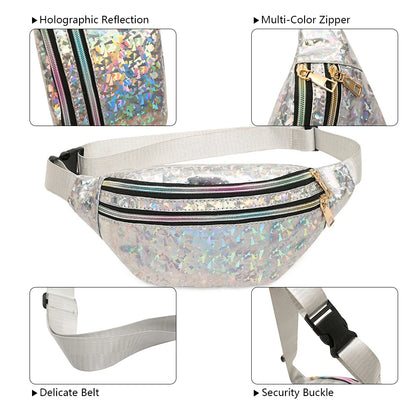 Waist Pack Fanny Packs Cute Holographic Bag Shiny Hip Bum Bag Fashion Shiny Banana Bags