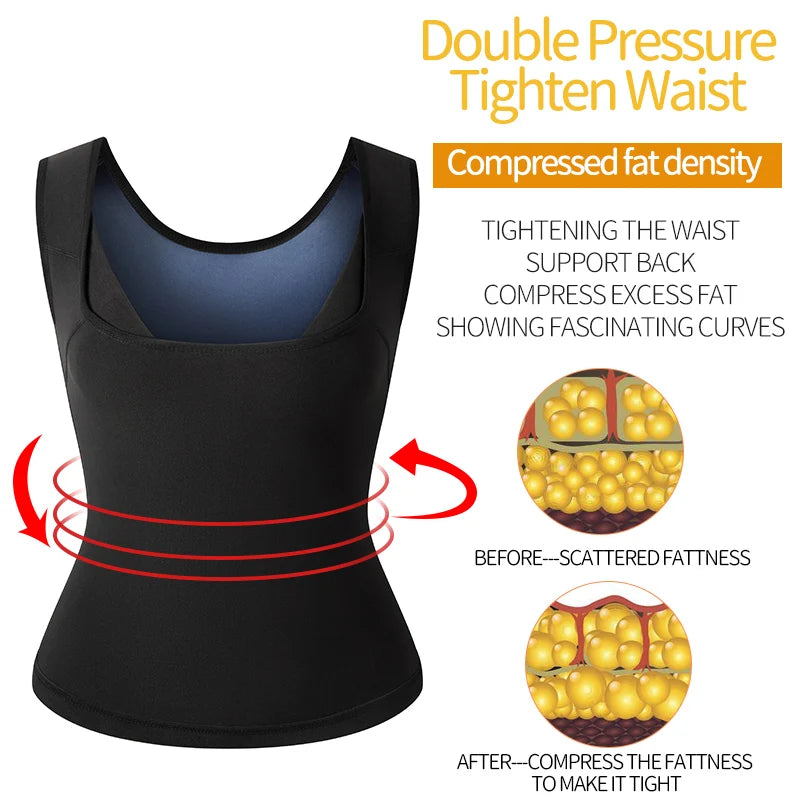 Women Sauna Sweat Vest Polymer Waist Trainer Weight Loss  Shapewear Tummy Slimming Sheath Workout Body Shaper Corset Fitness Top